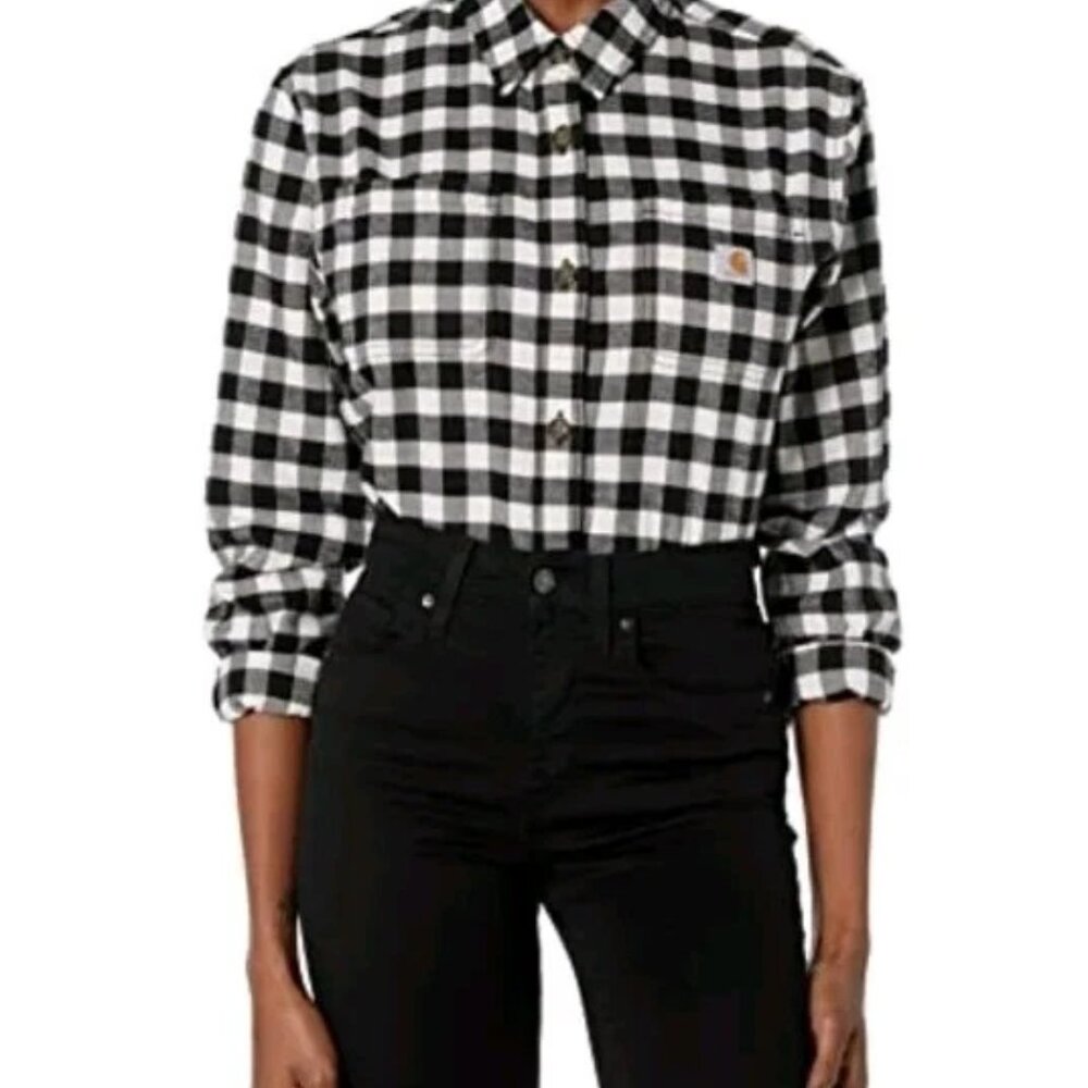 Carhartt Women's Rugged Flex Loose Fit Midweight Flannel Plaid Shirt, Size Large